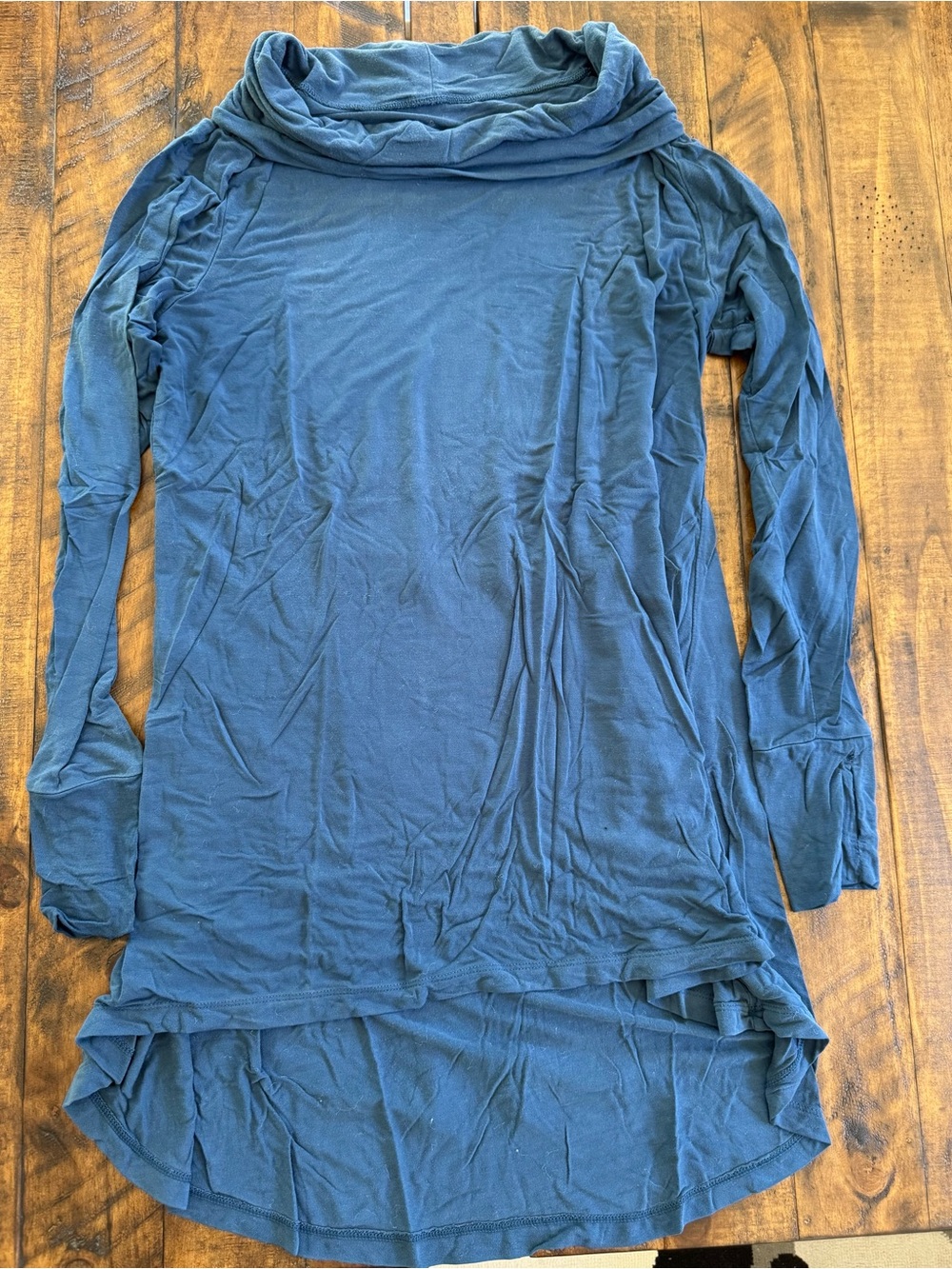 Cuddl Duds Long Sleeve Cowl Tunic Top - Teal Blue